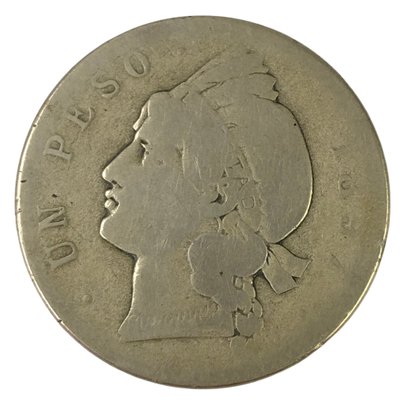 1897-A Dominican Republic Silver Peso Coin - #JC-B