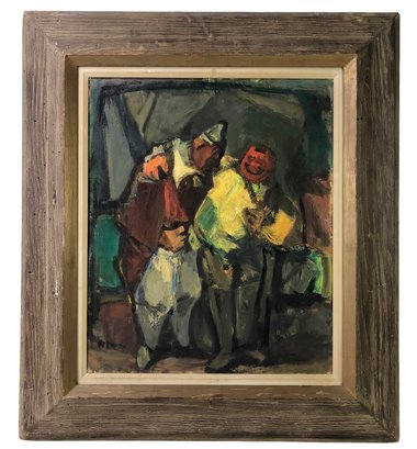 Clowns, 1948 Surrealist Oil On Canvas Painting, Benjamin Kopman (American, 1887-1965) - #B3
