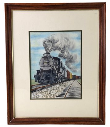 Steam Locomotive Watercolor Painting, Mark Young (American, 20th Century) - #A9