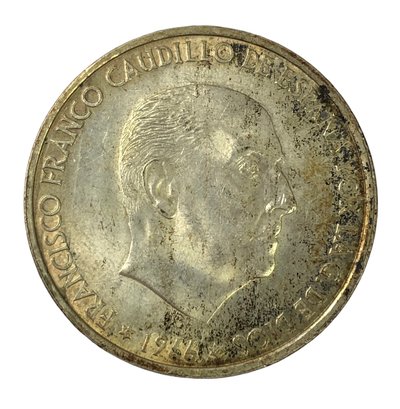 1966 Francisco Franco Spanish Silver 100 Pesetas Coin - #JC-B