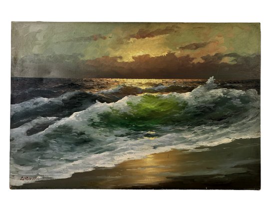 Coastal Landscape Oil On Canvas Painting, Signed - #B2