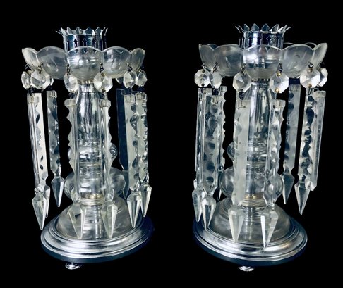 Cut Glass & Crystal Table Lustres (Set Of 2) - #S10-2
