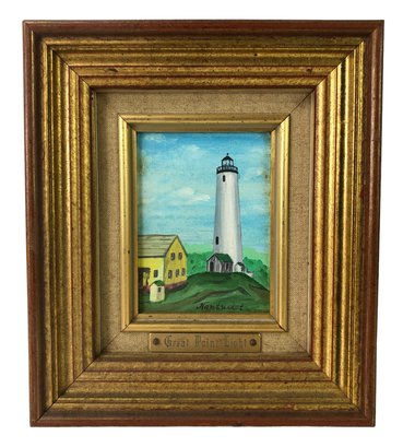 Great Point Light, Nantucket Oil On Board Painting - #S12-5R