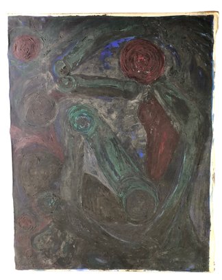 Mid-Century Abstract Oil On Canvas Painting - #SW-2