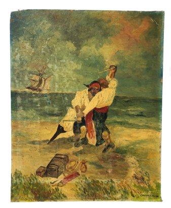 Pirates 1923 (After) Charles LaSalle Oil On Board Painting, Signed P. Muller, 1940 - #S28-3