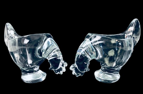 Art Vannes France Crystal Rooster Candy Dishes (Set Of 2) - #FS-2