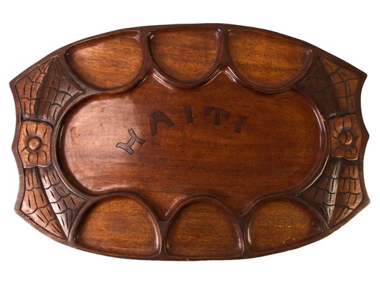 Vintage Carved Wood Haitian Serving Tray - #S7-2
