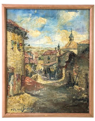 Guadalajara, Spain Landscape Oil On Canvas, Fermin Santos (Spain 1909-1997) - #LBW-W