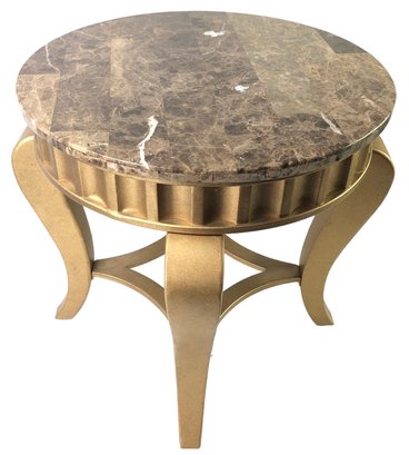 Gold-Tone Round Occasional Table - #FF
