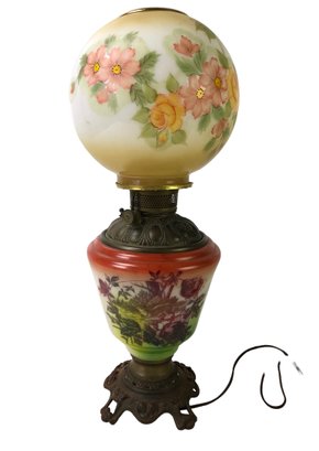 Victorian Gone With The Wind Lamp (Fox Chasing Birds & Floral Patterns) - #S17-2