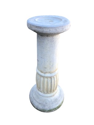 Vintage Round Concrete Column Plant Stand - #FF