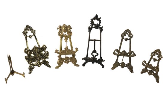 Collection Of Vintage Miniature Brass Display Easels - #S16-5