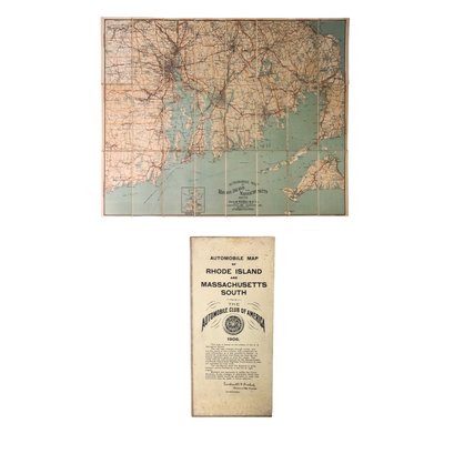 1906 Linen-Backed Automobile Map Of Rhode Island And Massachusetts South - #JC-R