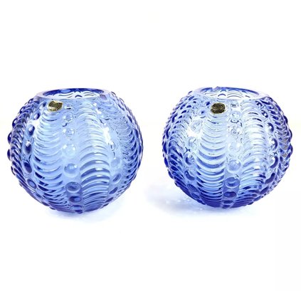 Mid-Century Royale Belge Blue Glass Pendant Table Lamp Body, Made In Belgium (Set Of 2) - #S