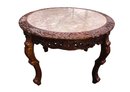 Chinese Marble Top Carved Wood 5-Piece Dining Set - #S23-F