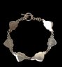 Sterling Silver Bracelet With Enameled Coral Colored Hearts - #JC