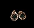 14K Gold Natural Emerald & Diamond Bracelet And Earring Set - #JC