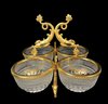 Mid-Century Gilt Dolphin Handle 4-Bowl Serving Tray - #S6-3