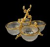 Mid-Century Gilt Dolphin Handle 4-Bowl Serving Tray - #S6-3