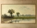 Country Landscape Watercolor Painting, Signed H. Mente - #A2