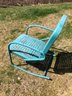 Mid-Century Blue Metal Basketweave Outdoor Rocking Chair - #BOB