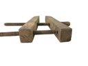 Primitive Wood Clamp & Pulley With Iron Hook - #S15-3