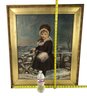 Gilt Framed 19th Century Portrait Photograph With Hand Painted Winter Landscape Background - #SW-7