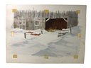 1984 Signed Harry Swanson Winter Landscape Watercolor Painting, 'The Seekers' - #S27-3