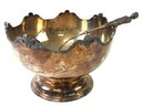 English Victorian Silver Plate On Copper Punch Bowl & Ladle With Figural Handle - #S7-1