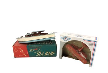 Fleet Line The Sea Babe Battery Operated Boat & Arch 1929 Avalanche Patrol Plane - #S3-3