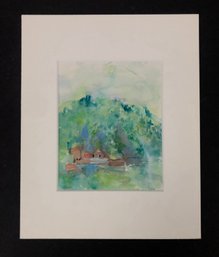 Abstract Landscape Watercolor Painting, Signed - #S12-4