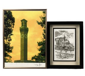 Waterbury, CT Clock Tower & Notre Dame Framed Art Prints - #A11