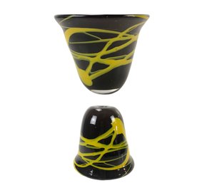 Black & Yellow Handblown Glass Vase - #S12-4