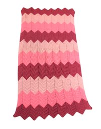 Pink Zigzag Pattern Afghan Blanket - #S23-3