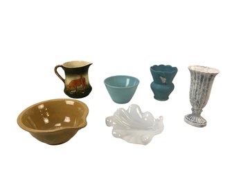 Yellow Ware Batter Bowl, Fire King, Weller Pottery, Early Roseville Pottery & More - #S13-2