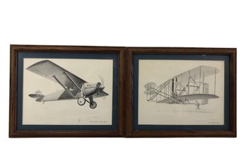 Signed Joe DeMarco Military Aircraft Prints, KITTY HAWK & SPIRIT OF ST. LOUIS - #S12-3