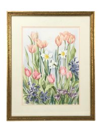 Signed Susan Wood Calkins Floral Watercolor Painting - #BW-A7