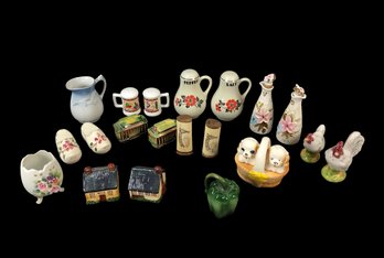 Collection Of Vintage Salt & Pepper Shakers, Lefton Egg Cup & Copehagen Creamer - #S11-3