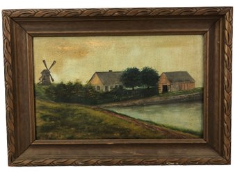 19th Century Dutch Rural Landscape Oil On Canvas Painting - #BW-A8