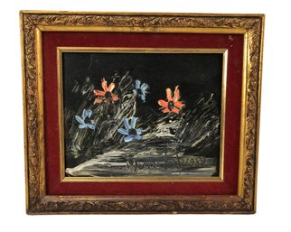 1982 Signed Morris Katz Floral Still Life Palette Knife Oil On Board Painting - #BW-A8