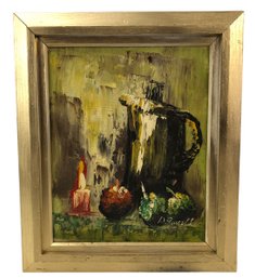 Signed D. Russell Still Life Palette Knife Oil On Board Painting - #BW-A1