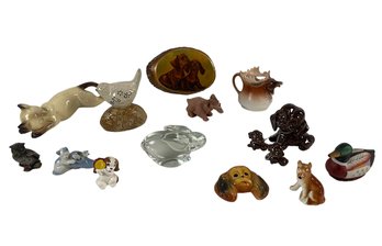 Collection Of Animal Figurines, Austrian Moose Mug, Porcelain Duck Lint Remover & More - #S3-3