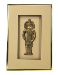 Framed Brass Mayan Figure, Signed - #LBW-W