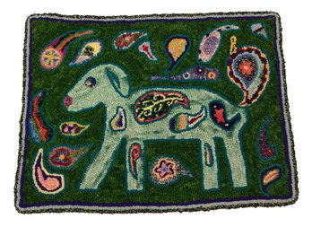 Whimsical Paisley Puppy Dog Throw Rug - #S16-2