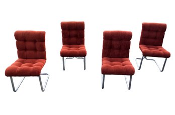 1970s Daystrom Furniture Inc. Red Tufted Chairs, Set Of 4 - #BR