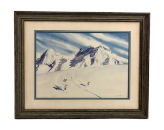 Framed Dwight Shepler Sun Valley Idaho Ski Print - #RBW-F