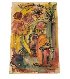 1967 Signed Vincent Nardone 'Still Life And Coffee Pots' Pastel & Watercolor Painting - #S12-4