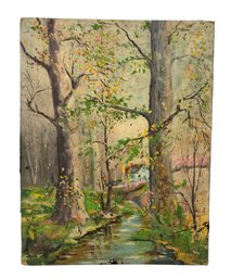 1954 Signed Leo Villafana Country Landscape Oil On Board Painting - #S12-4