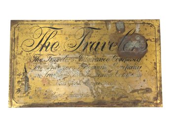 Vintage Metal Travelers Insurance Sign, Hartford Connecticut - #SW-F