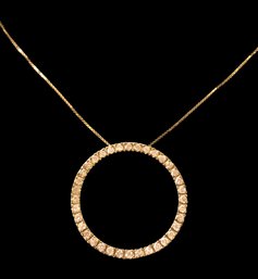 14K Yellow Gold Diamond Circle Of Love Pendant Necklace, 1/2 CTW - #JC